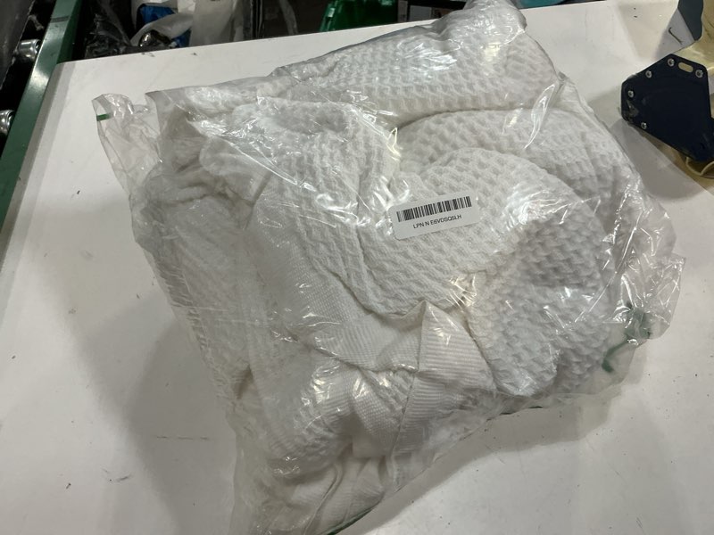 Condition photo showing As Is for bedsure gentlesoft 100% cotton big blanket oversized king for bed - large breathable thick cooling waffle weave blanket for summer, couch cover, white, 120x94 inches 01 white oversized king (120" x 94")