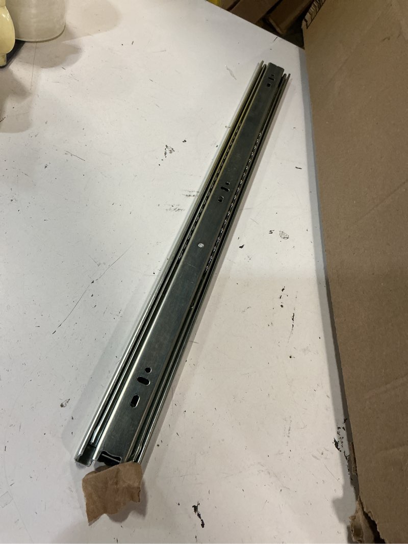 Condition photo showing As Is for 1 pair full extension ball bearing drawer slides 8 10 12 14 16 18 20 22 24 inch 100 lb load capacity side mount file cabinet rails dresser metal runner trash can kitchen (22 inch, silver)
