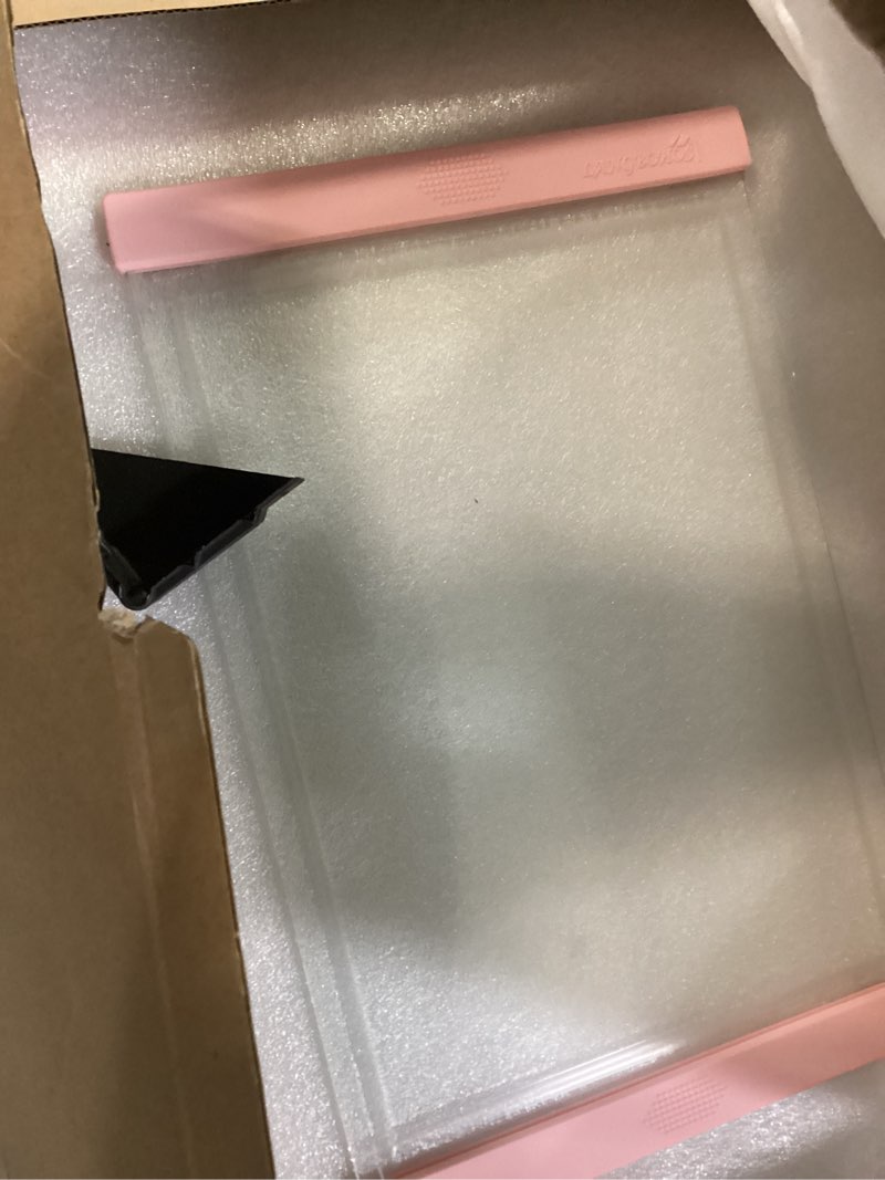 Condition photo showing New/Like New for Tempered Glass Cutting Board for Kitchen with Juice Groove, Non-Slip Silicone Edges, Non-Toxic & Dishwasher Safe Glass Cutting Board with Hanging Hole (2 pcs Pink)