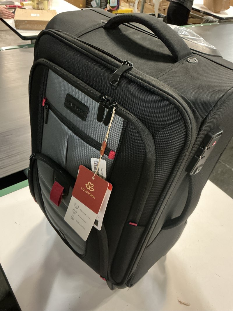 Condition photo showing Good Condition for Carry On Luggage 22x14x9 Airline Approved, 22-Inch Suitcases with Spinner Wheels, Softside Carry-on Luggage with TSA Lock for Men Women Business Trip, Lightweight Large Capacity Luggage for Travel 22 inch_Carry on Black&Gray