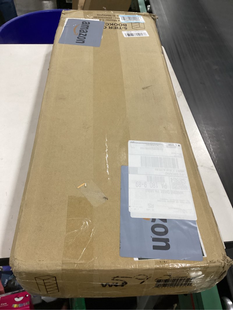 Condition photo showing As Is for Furinno LUDER Book Shelf, 5-Tier Bookshelf, Bookcase, 9.4" x 15.8" x 52", for Living Room, Bedroom, Home Office, White White 5-Tier