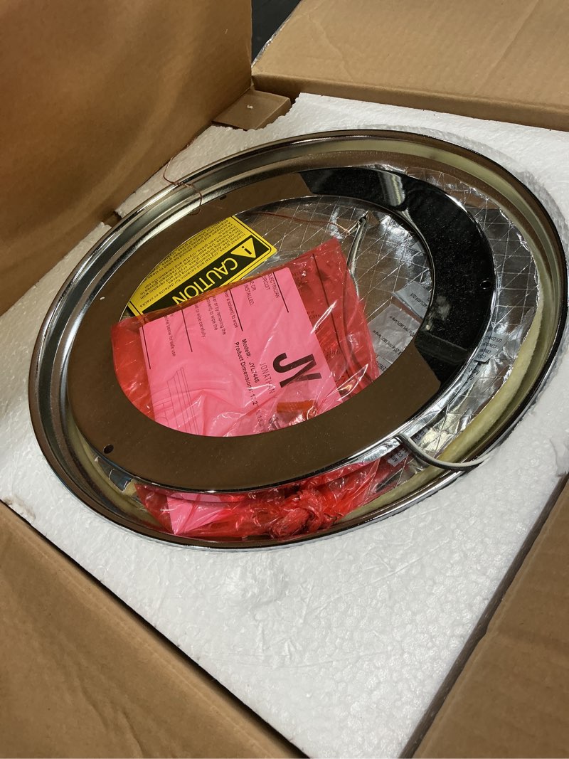 Condition photo showing Good Condition for JONATHAN Y JYL7446C Lauren 13.25" Metal/Glass LED Flush Mount, Transitional,Glam,Classic,Industrial, Dimmable, 2700K Cozy Warm Light Kitchen,Hallway,Bathroom,Stairwell, Chrome