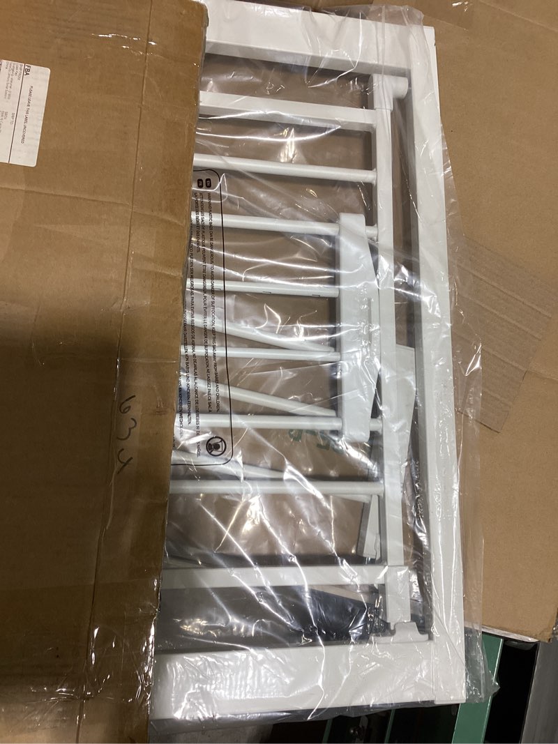 Condition photo showing New/Like New for babelio 36 inch extra tall baby gate with cat door, 29-40" metal dog gate, cat gate for stairs, doorways, auto close safety gate with pet door, easy walk thru, white white 29-40" wide, 36" tall