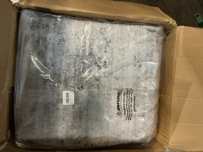 Condition photo showing Good Condition for abstract 12x18area rug: machine washable non slip ultra thin low-pile carpet, soft stain resistant for living dining room bedroom, kid pet friendly, robot vacuum compatible - grey grey 12 x 18’ (rectangular)