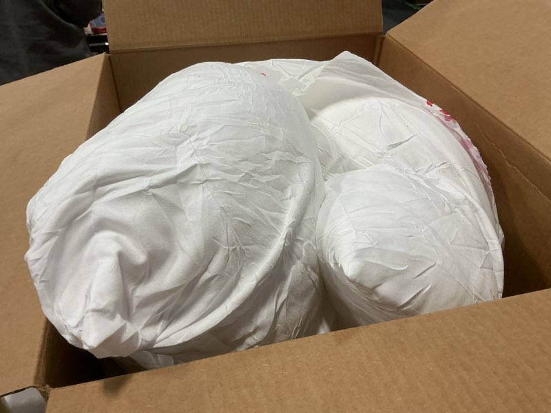 Condition photo showing Good Condition for OKBA Throw Pillows Insert Set of 2, with 100% Cotton Cover, Bed and Couch - Indoor Hotel Decorative Pillows, 26x26 in White Pillows Inserts 26x26 Inch (Pack of 2) White