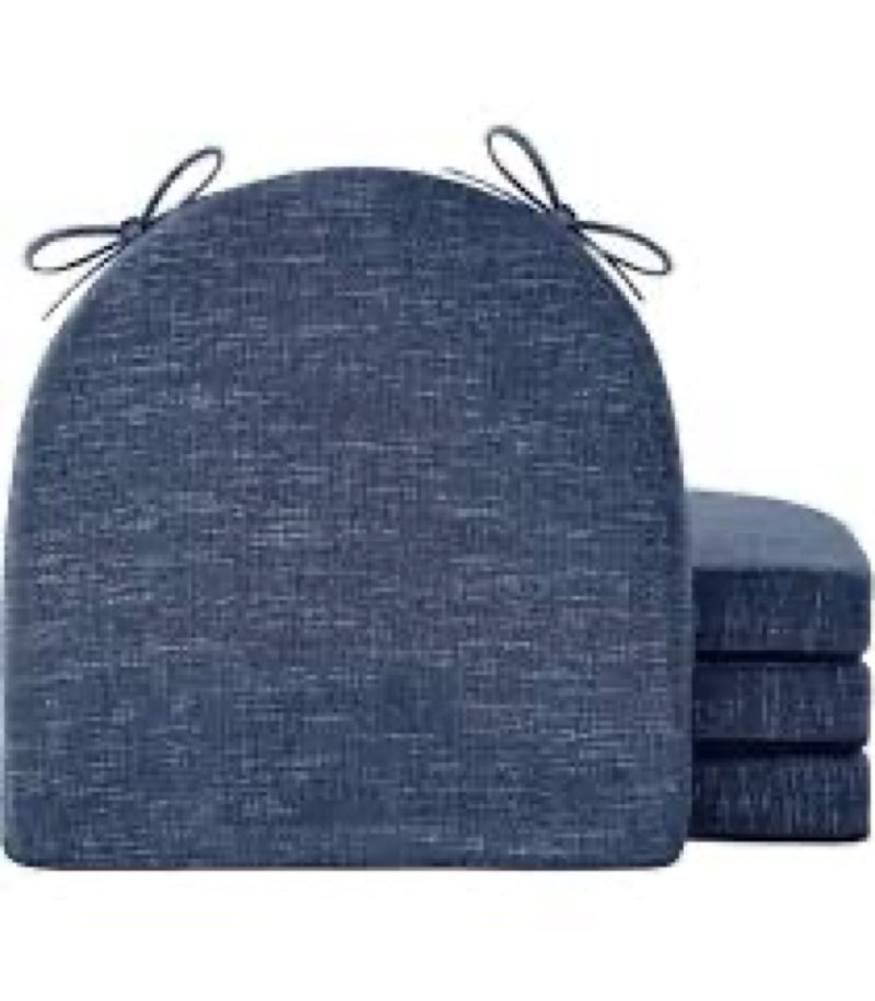 C-Hopetree Indoor Outdoor Dining Chair Cushions with Ties, Seat Pads for Kitchen with Washable Cover