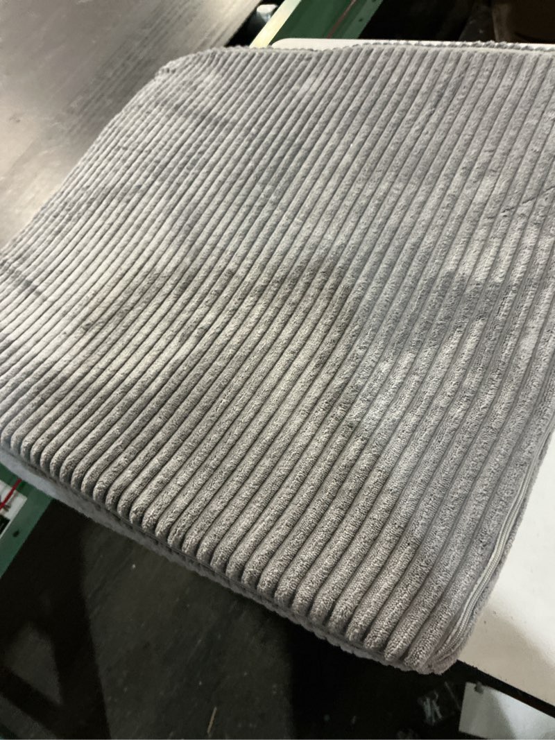 Condition photo showing As Is for higogogo corduroy recliner chair cushion with lumbar support pillow soft non-slip 4" thick seat pad prevent buttocks & back pain in seniors (grey, 21" backrest) grey 20"x20" seat + 21" backrest