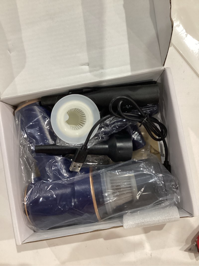 Condition photo showing Good Condition for KMM Handheld Car Vacuum Cleaner, 9000Pa Vacuum Cleaner and Air Duster, 120W High Power Hand Held Vacuum with LED Light and Multi-Nozzles for Car, Home, Office, Pet Blue