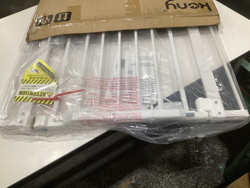 Condition photo showing New/Like New for keny 29"-42.5" baby gate for stairs, auto close safety dog gate, pressure mounted easy walk through pet gate for doorways, durable stair gate, 30" tall, white