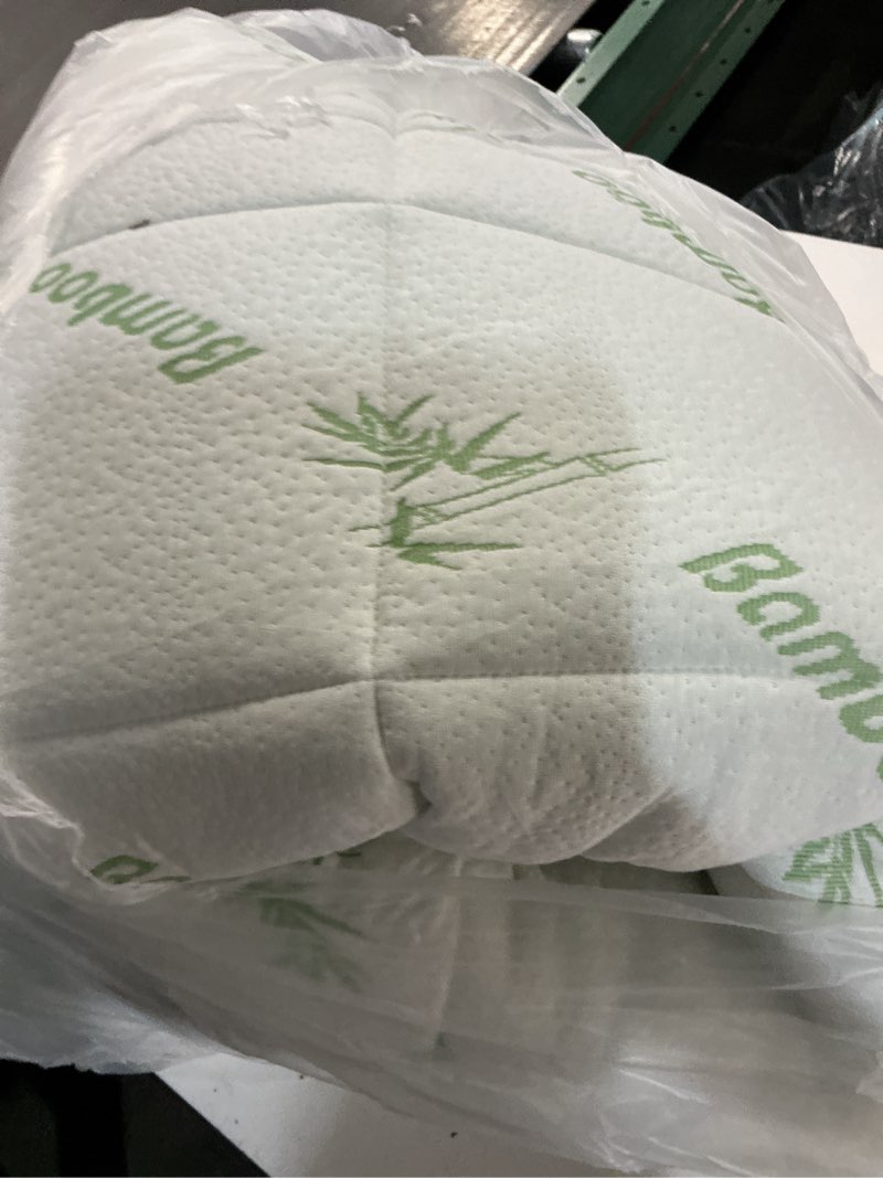 Condition photo showing As Is for ultra soft queen size mattress topper - viscose made from bamboo pillow top mattress pad for back pain relief - naturally cooling for hot sleepers, green green queen