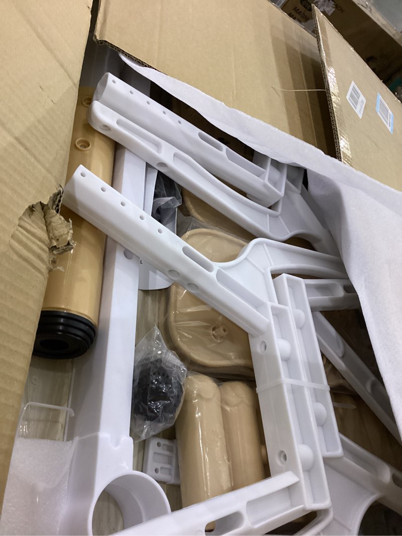 Condition photo showing As Is for Brelley Kids Table and 2 Chairs Set, Height Adjustable Toddler Desk 31.5" L x 23.6" W and Chair Set, Graffiti Desktop, Classroom/Daycare/Home, Children Multi-Activity Table for Ages 2-8 Beige