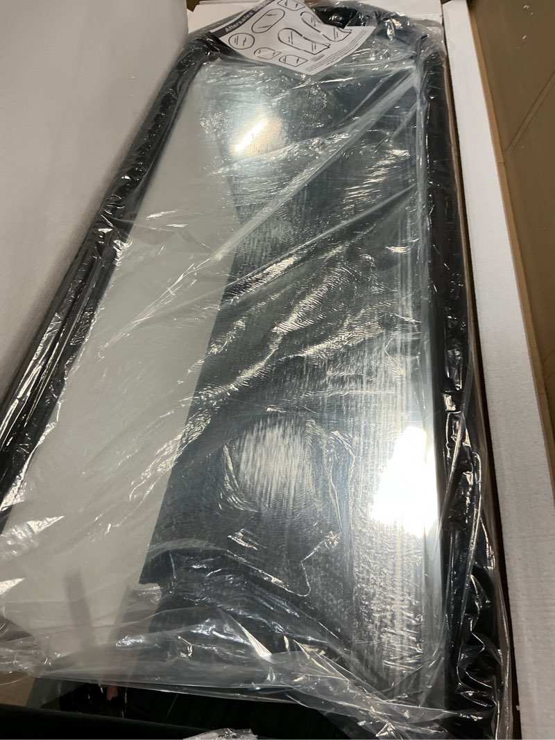 Condition photo showing Good Condition for delma arched full length mirror, free standing floor velvet finish frame mirror for leaning or hanging, soft touch bedroom & living room decor, black black 55"l x 20"w