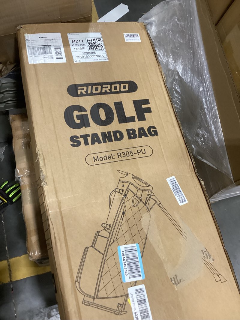 Condition photo showing Good Condition for 14 Way Golf Stand Bag, Full Length Dividers PU Leather Golf Bag with Plush Top for Men/Women, Waterproof & Versatile Storage Golf Bag with Cooler, Rain Cover and Removable Straps