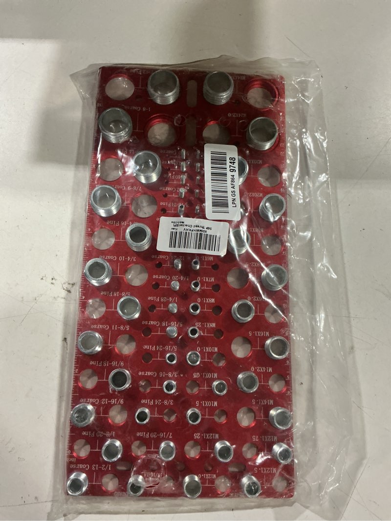 Condition photo showing Good Condition for 56 thread checker, vexthyx 30 standard and 26 metric nut and bolt thread gauge, sae & metric bolt size finder for bolt gauge measuring, wall-mountable bolt thread identifier tool with inch & cm ruler
