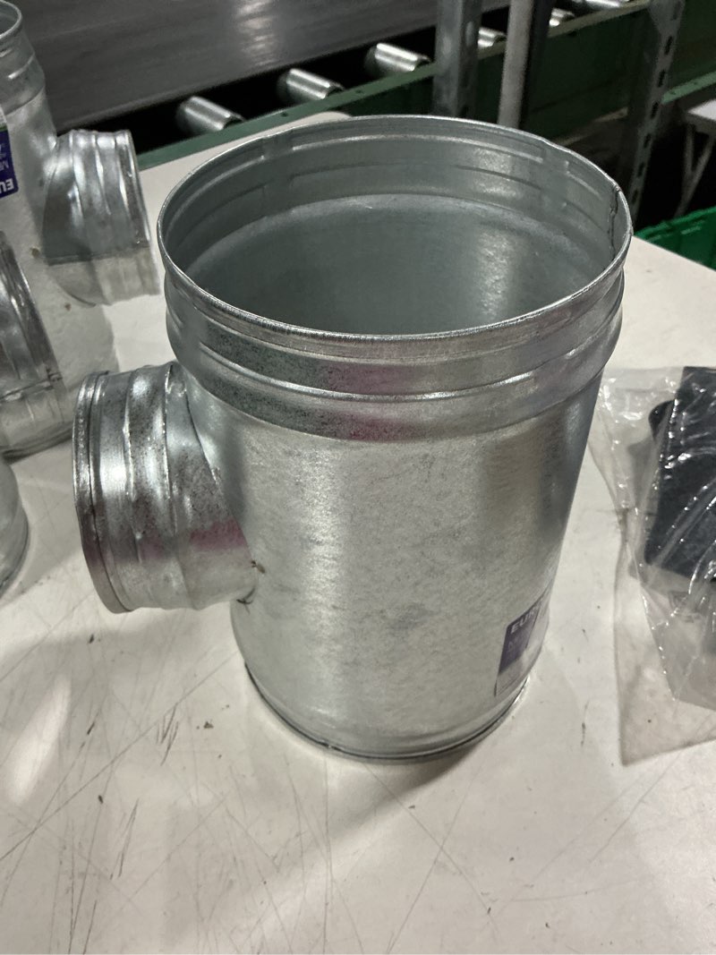 Condition photo showing As Is for repa market 4'' inch duct splitter to 90° degree 4" inch branch for exhaust fan, dryer vent hose - 3 way duct hose connector, t shape, t joint metal - ducting adapter - 4x4x4 pipe splitter 4" inch to 4" inch t shape
