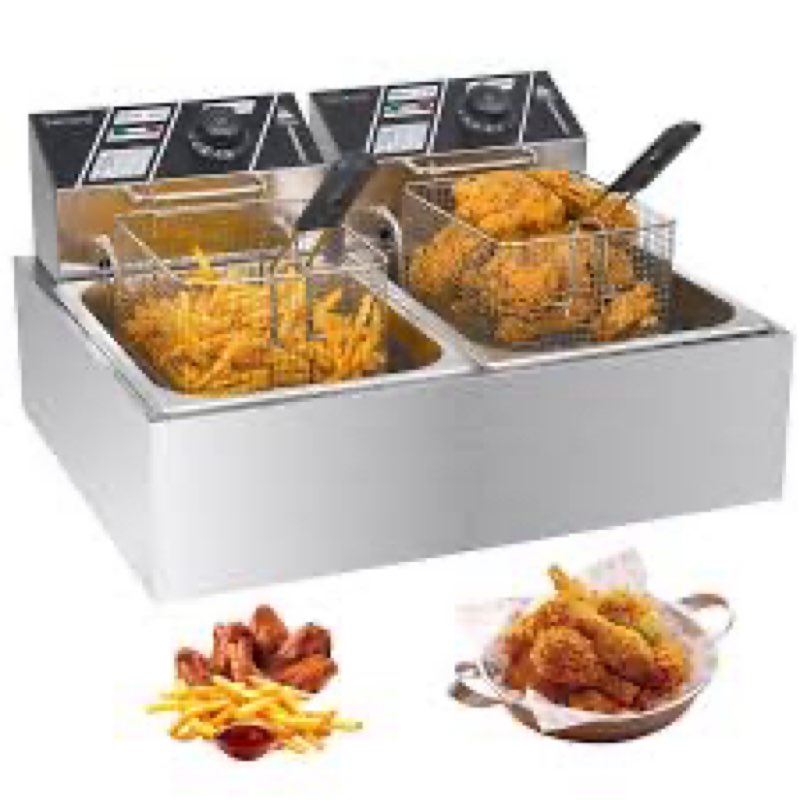 Commercial Deep Fryer with Baskets, 3400W 12.7QT/12L Thickened Stainless Steel Countertop Electric O