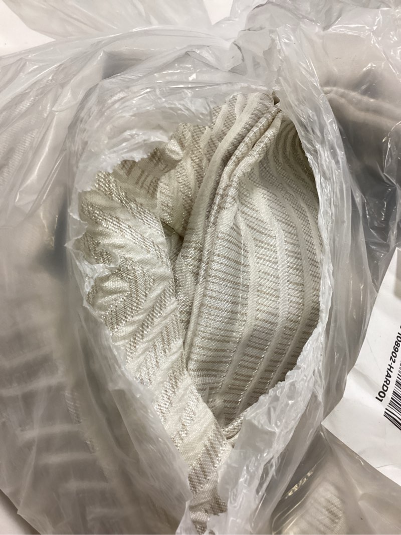 Condition photo showing As Is for Beige and Silvery 100% Blackout Polyester Geometric Pattern Curtains, 52 Inch Wide 108 Inch Length 2 Panels, Thermal Insulated Noise Reducing Anti-Rust Grommet Drapes for Bedroom Living Room Beige and Silvery 52"W x 108"L (Pack of 2)