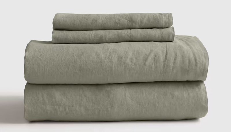 quince european linen sheet set full/queen willowleaf