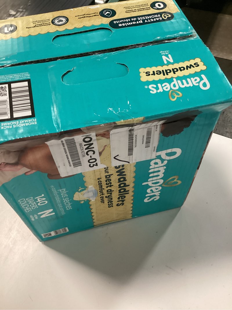Condition photo showing New/Like New for pampers swaddlers diapers, size 0 (up to 10 lbs), 140 count, absorbent, keeps baby dry and comfortable, skin safe disposable baby diaper (packaging may vary) newborn 140