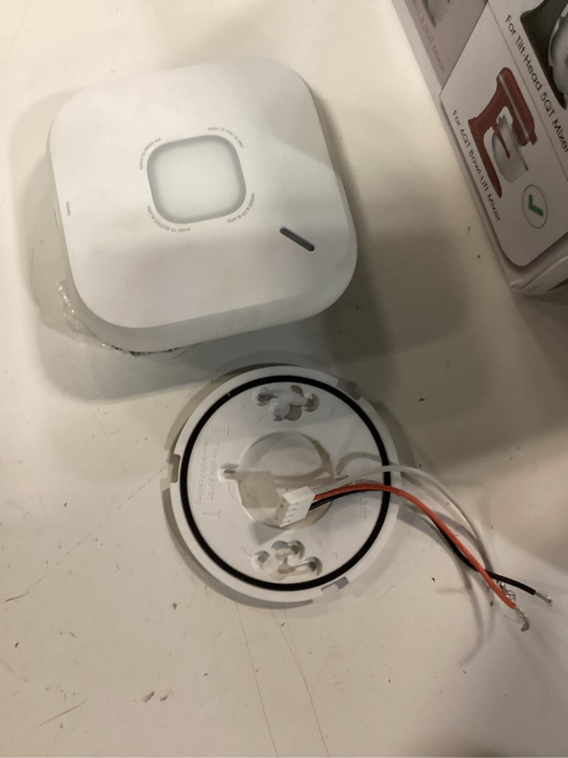 Condition photo showing Good Condition for kidde smart smoke and carbon monoxide detector, ring app enabled for real-time notifications, hardwired alarm, aa backup battery hardwired smoke & carbon monoxide detector