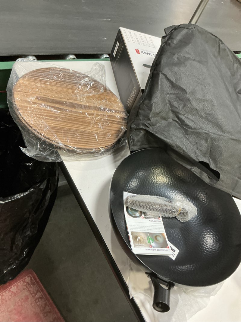 Condition photo showing Good Condition for Carbon Steel Wok For Electric, Induction and Gas Stoves (Lid, Spatula and User Guide Video Included)