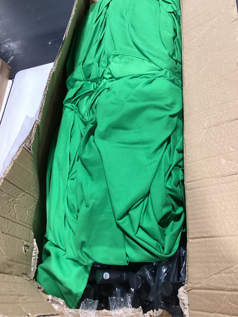 Condition photo showing Good Condition for professional 7.87ftx16.4ft portable large chromakey green screen wide backdrop kit with stand photography background support system for photo studio video shoot, live streaming, party, stage