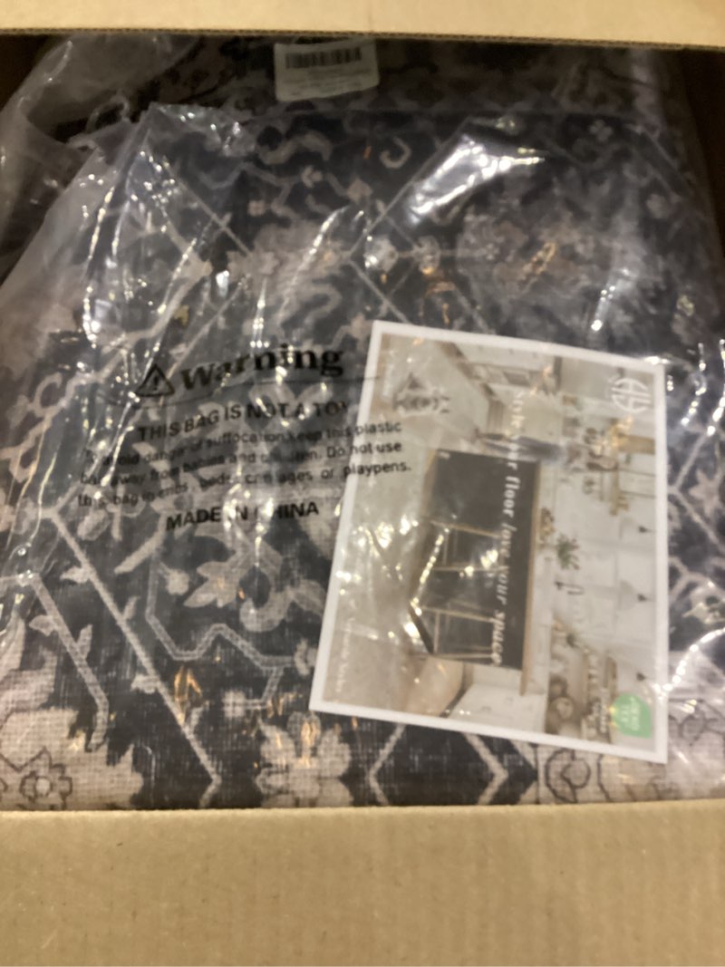 Condition photo showing New/Like New for Washable 3x25 Extra Long Runners: Oriental Soft Non-Slip Hallway Runner Rugs for Kitchen Dining Room Indoor Low Pile Thin Entry Floor Mat Stain Resistant Carpet for Living Room Bedroom (3 x 25,Black) 3x25 Black