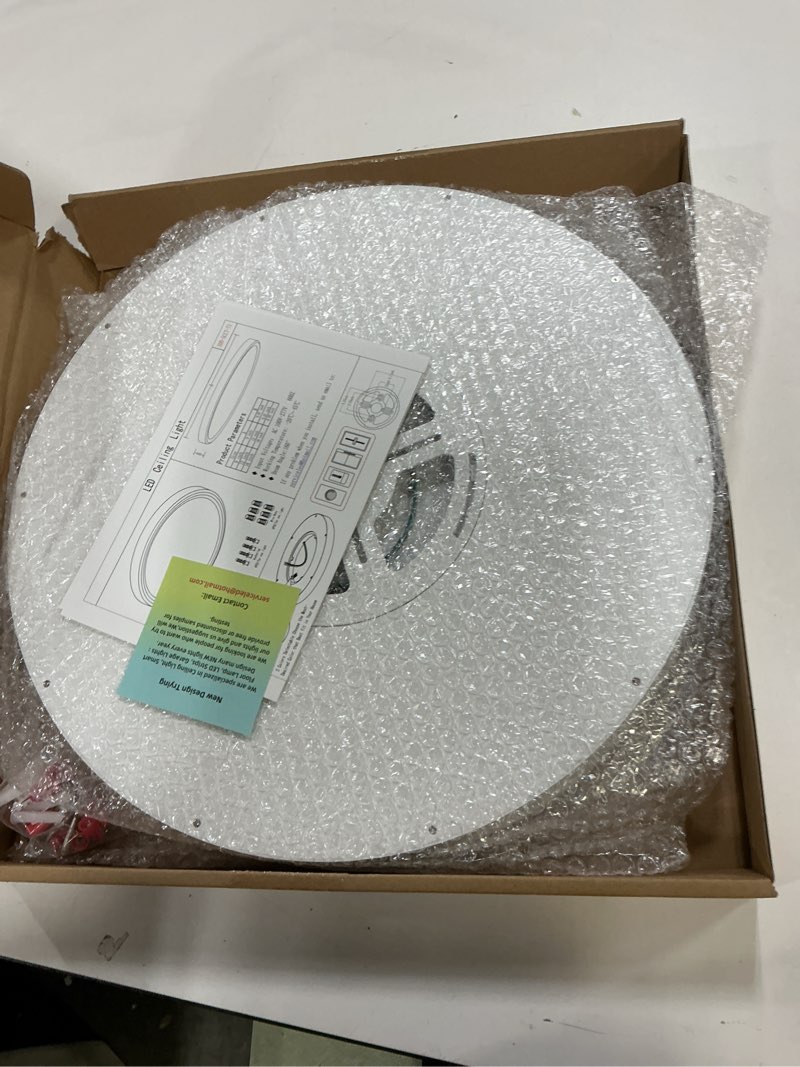 Condition photo showing Good Condition for hunhun 2 Pack 16 Inch Dimmable LED Flush Mount Ceiling Light 4800LM Round Light Fixture 5 Color Temperature Selectable Super Slim Large Flat Ceiling Lamp for Living Dining Room White 2 Pack White
