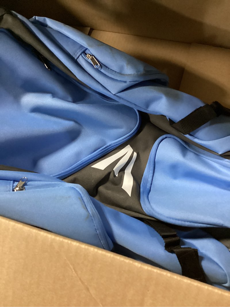 Condition photo showing As Is for easton | traveler stand-up wheeled equipment bag | baseball & softball | multiple colors caolina blue