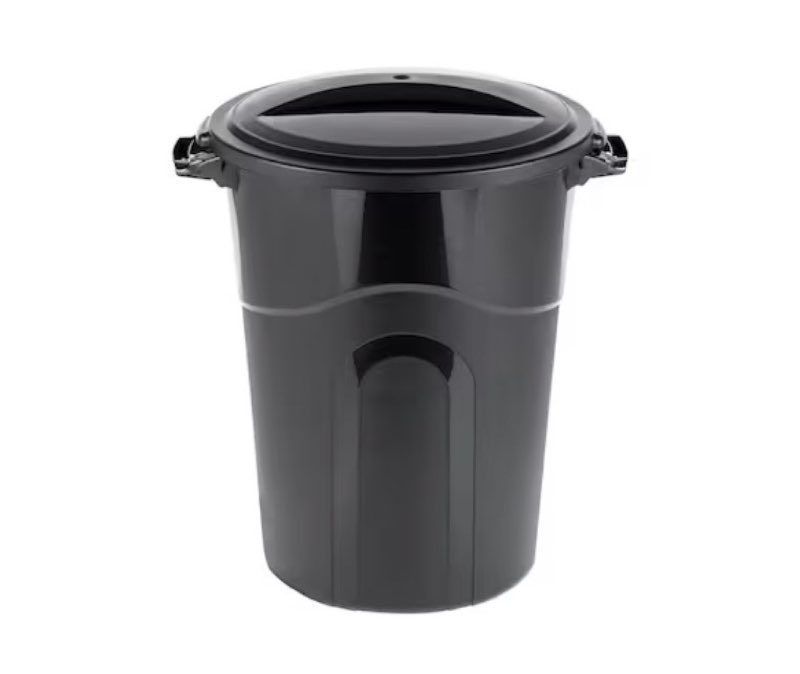 Project Source 32 Gallon Black Plastic Outdoor Detached Lid Trash Can Item #4826624 | Model #TI0107