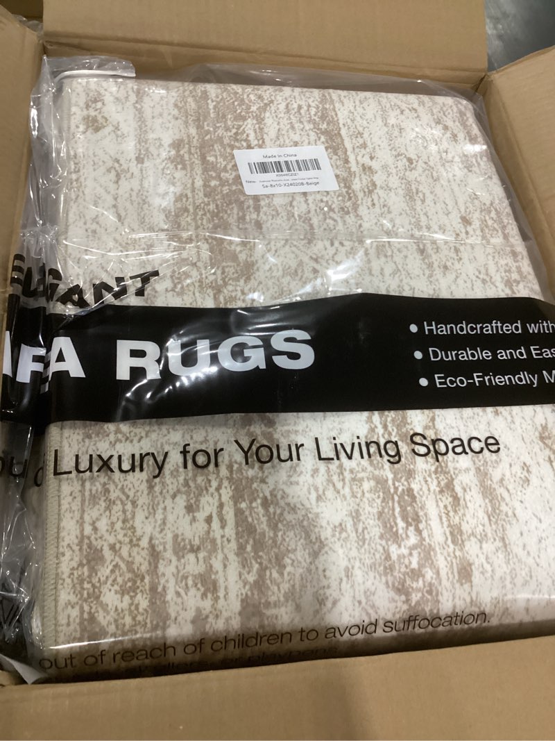 Condition photo showing New/Like New for Washable Area Rug 8x10, Large Soft Rugs for Living Room Vintage Beige Carpet 8x10 Area Rugs for Bedroom Dining Room Non-Slip Stain Resistant Under Table Rug Beige 8' x 10' (Rectangular)