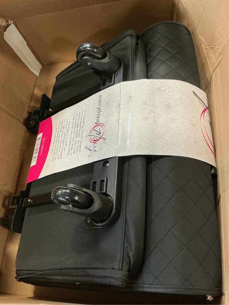 Condition photo showing Good Condition for Everything Mary 4 Wheels Collapsible Deluxe Sewing Machine Storage Case, Black - Rolling Trolley Carrying Bag for Brother, Singer Black Quilted