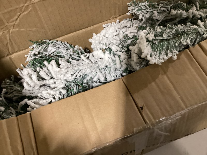 Condition photo showing New/Like New for Nearly Natural 3ft. Flocked Rock Springs Spruce Artificial Christmas Tree with 50 Clear LED Lights