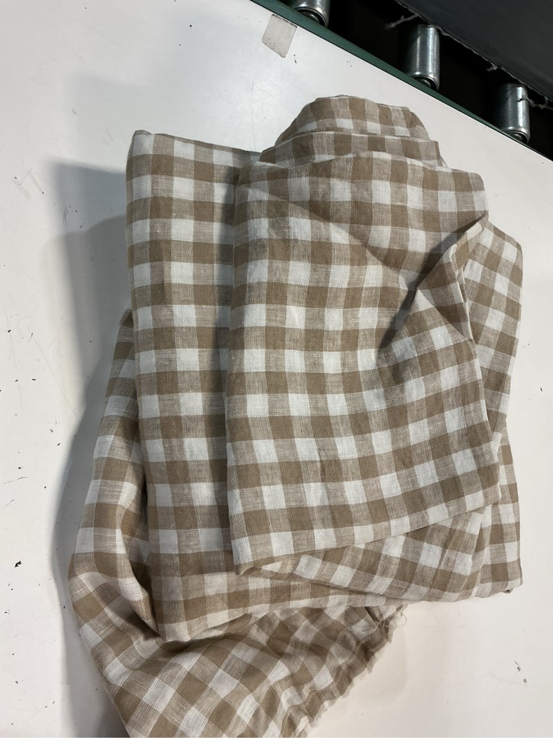 Condition photo showing As Is for quince organic crisp percale fitted sheet set cafe gingham twin
