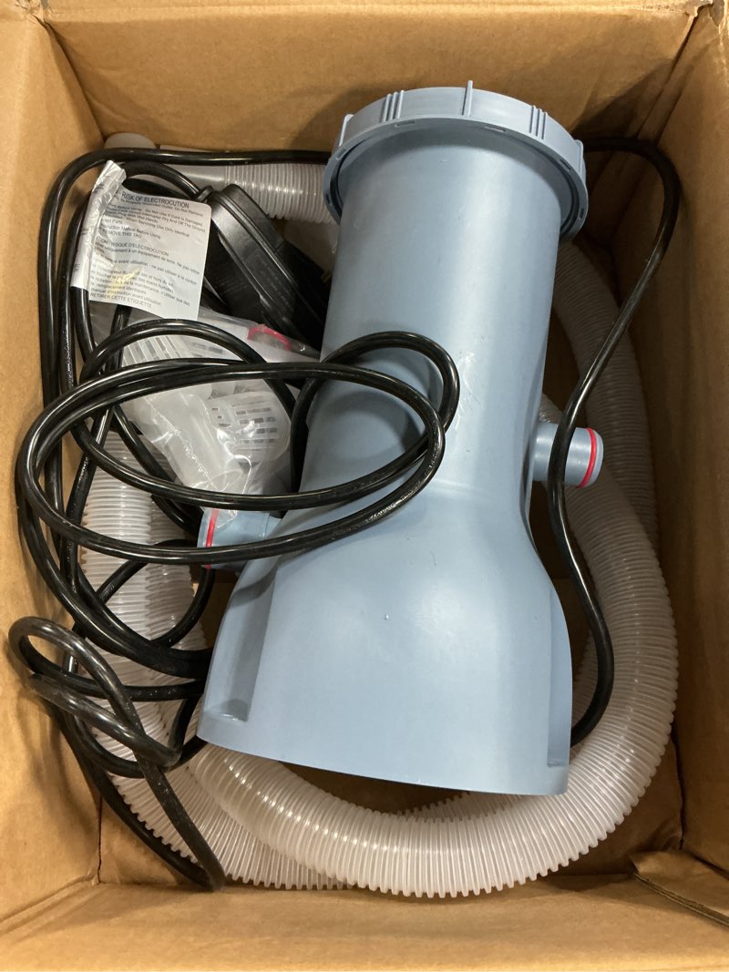 Condition photo showing As Is for kimfilter pro series 1000 gph above ground pool filter pump, powerful pool cartridge filter pump, water circulation and filtration system -improved water clean & clarity, pools pumps above ground-gray