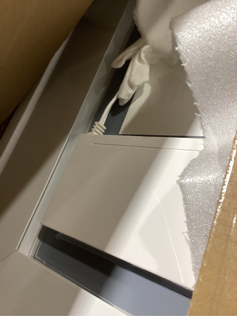 Condition photo showing Good Condition for led bathroom mirror, 24x32 inch gradient front and backlit led mirror for bathroom, 3 colors dimmable cri>90 double lights, ip54 enhanced anti-fog, hanging plates lighted vanity mirror