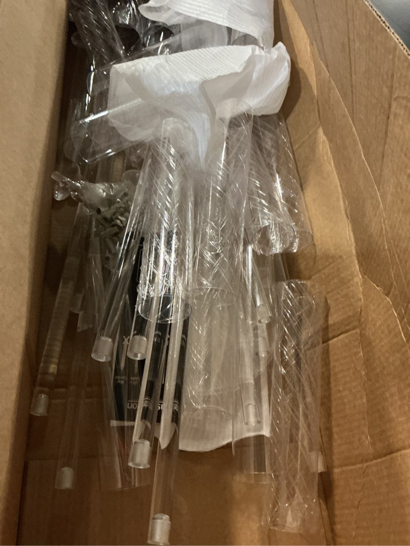 Condition photo showing As Is for yerliker 6 pcs wedding flower stand acrylic vase 23.6 inches and 15.75 inches tall clear column pillar flower stand tabletop display rack for wedding centerpieces birthday party decorations