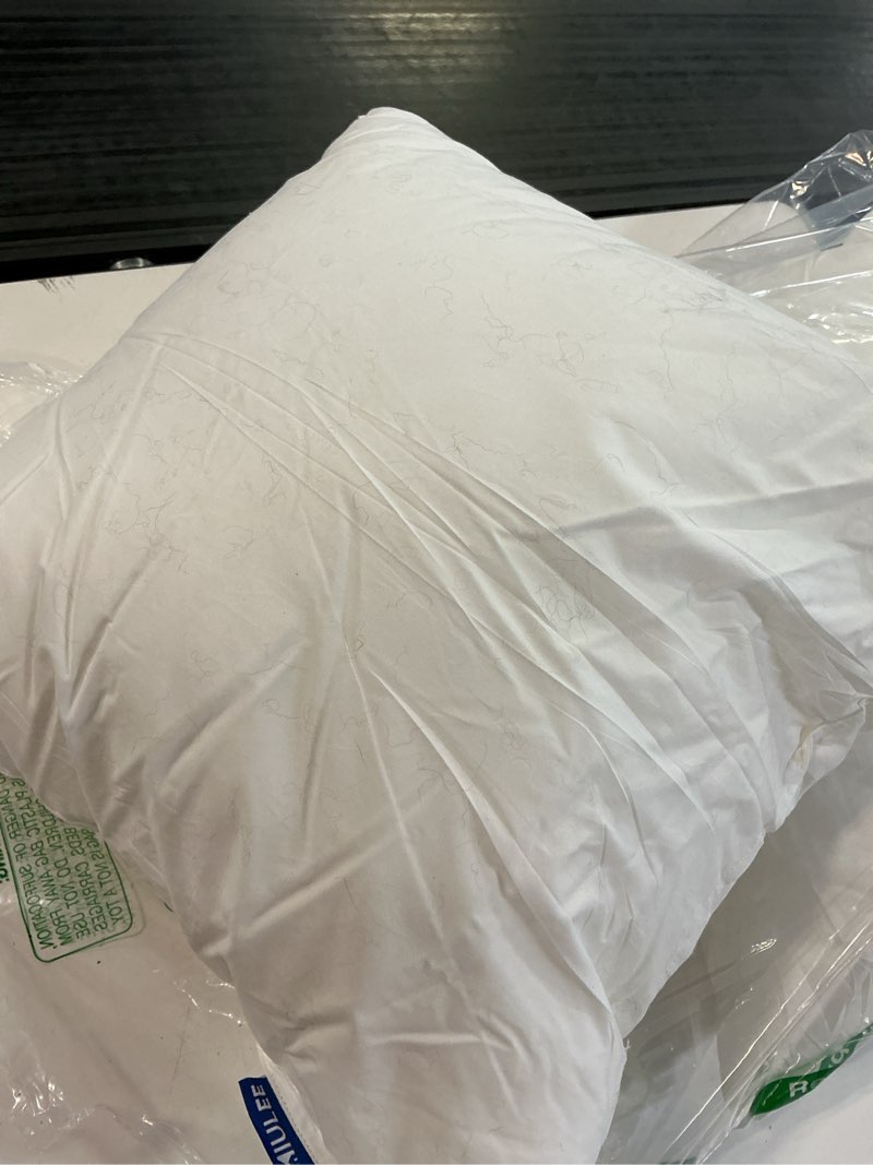 Condition photo showing As Is for miulee 24x24 down alternative pillow insert euro decorative throw pillow 24 x 24 inch body bed sleeping ultra soft fluffy form for sofa couch bed (pack of 2) 1 24x24inch (pack of 2)