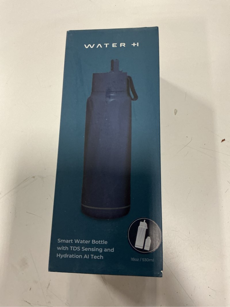 Condition photo showing New/Like New for WATERH Vita Smart Water Bottle with Reminder to Drink Water, BPA-Free Vacuum Insulated Water Bottles with Filter & Straw, Bluetooth Intake Water Tracking Bottle, Ideal for Gift (18 oz) Bottle+Filter Magnetite Blue