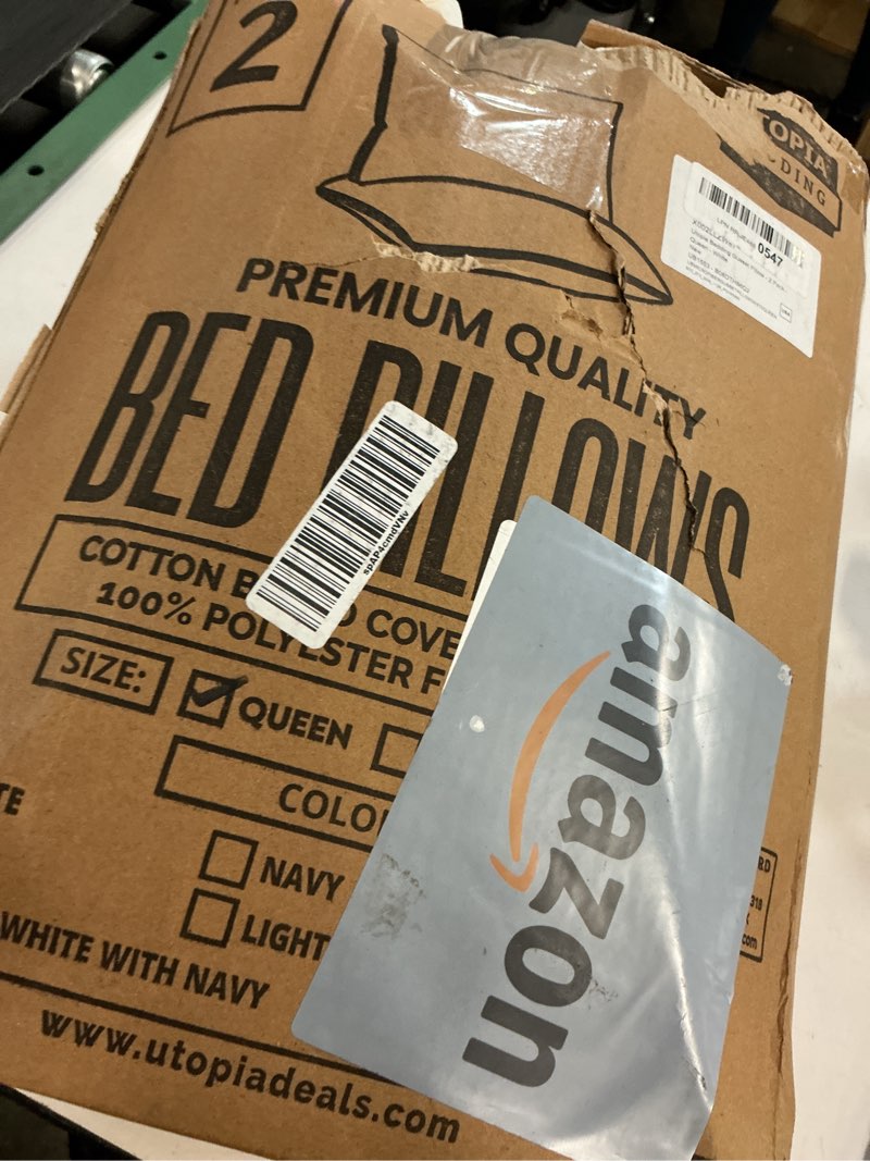 Condition photo showing Good Condition for Utopia Bedding Bed Pillows for Sleeping Queen Size (White), Set of 2, Soft & Fluffy Pillow with Down Alternative Filling, Cooling, Hotel Quality, Gusseted Pillow for Back, Stomach or Side Sleepers White Queen (Pack of 2)