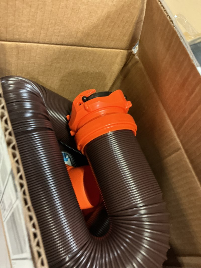 Condition photo showing Good Condition for Camco RhinoFLEX 15-Ft RV Sewer Hose Kit - Features Clear Elbow Fitting w/Removable 4-in-1 Adapter - Connects to 3” Slip or 3”/3.5”/4” NPT Threaded Sewer Connection (39770) 15' Rhino Sewer Hose