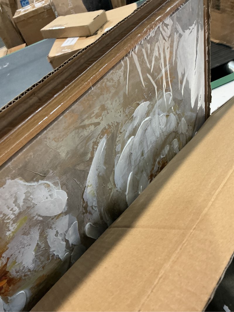 Condition photo showing New/Like New for Flower Canvas Wall Art Textured Floral Picture Wall Decor White Large Elegant Painting for Living Room Modern Artwork for Home Decor Pictures for Bedroom Wall Decor 24×48IN 24×48IN White