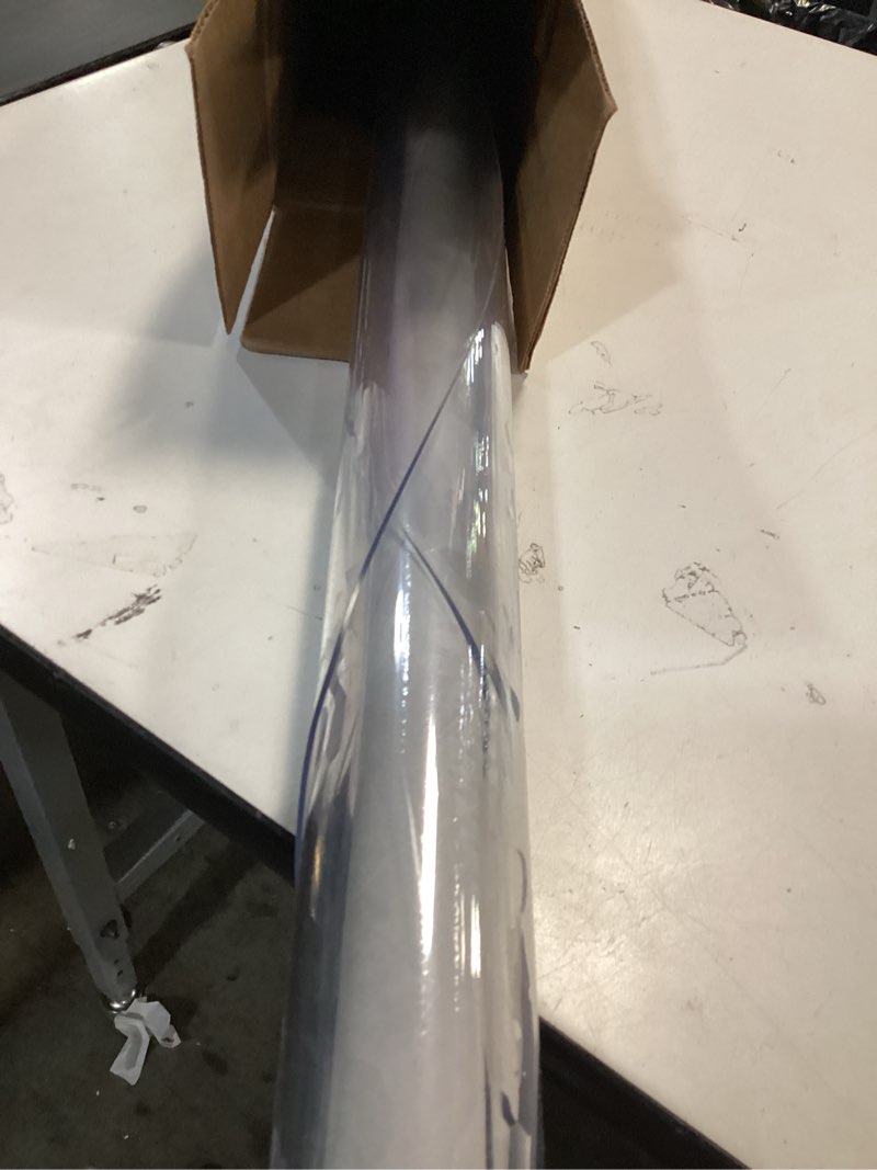 Condition photo showing Good Condition for LovePads Round Clear Table Cover Protector 48 Inch, 2mm Thick Table Protector for Dining Room, Waterproof Plastic Cover PVC Vinyl Tablecloth, Circle Tabletop Protective Pad for Furnture Surface 48" (Round) Clear 2mm