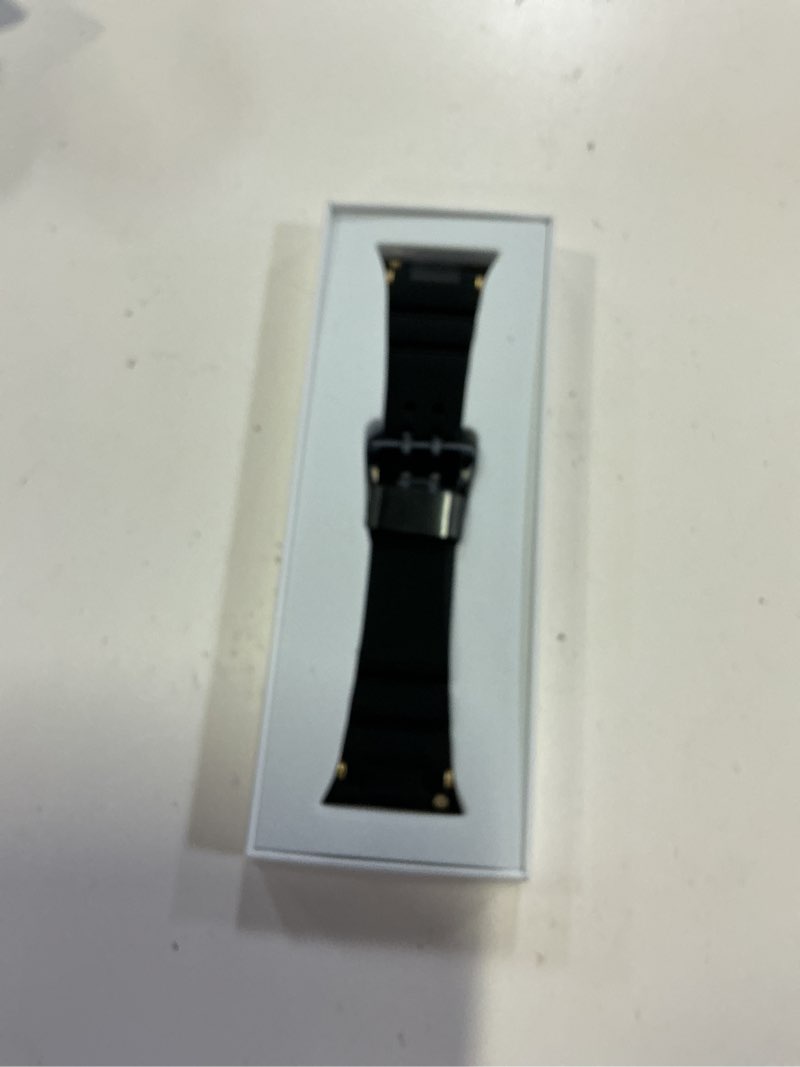 Condition photo showing New/Like New for watch band compatible with apple watch ultra 2 band 49mm 46mm 45mm 44mm, men luxury silicone rugged rubber strap for iwatch series 10 9 8 7 6 5 4 3 2 1 se with metal connector black-b 49/46/45/44mm