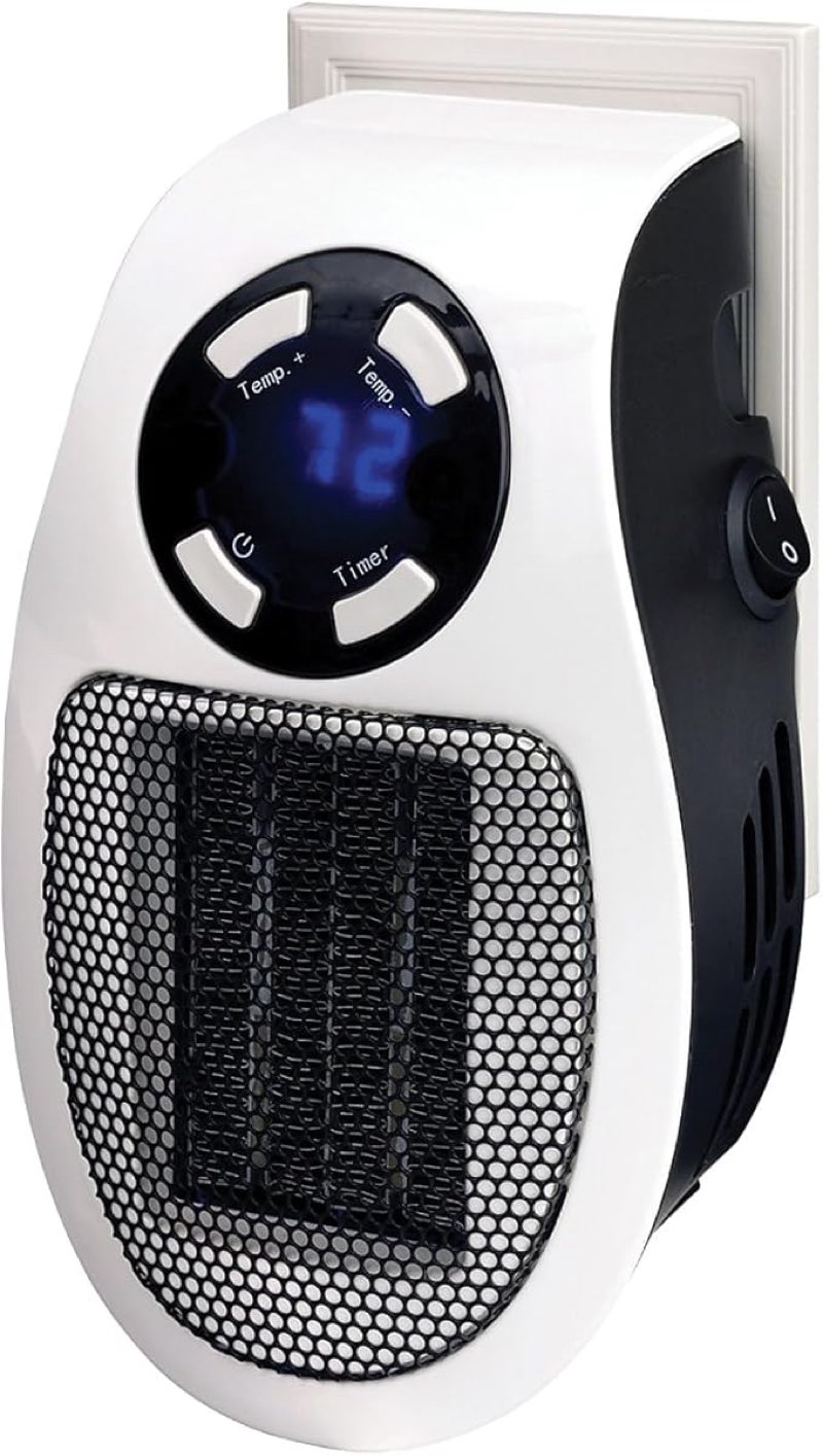 Optimus H-7801 Wall Outlet Plug-in Heater with Thermostat and Timer