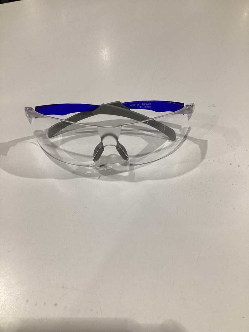 Condition photo showing Good Condition for Pickleball Safety Glasses – Fit-Enhanced ANSI Z87.1, Anti-Fog, UV & Impact Resistant Eyewear for Sports, Work & Shooting – No-Slip Grip – 1 Pack Blue/Grey