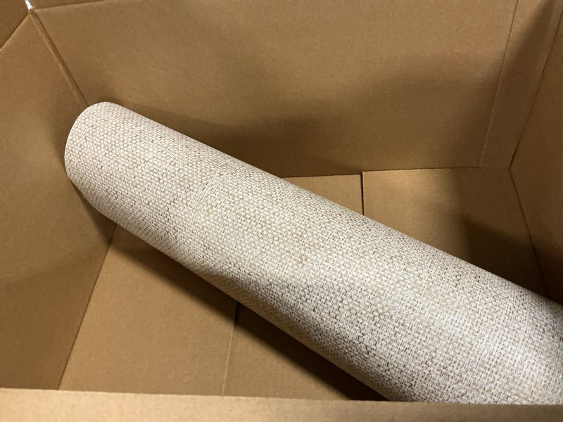 Condition photo showing Good Condition for Tempaper x Jeremiah Brent Textured Faux Grasscloth Primitivo Removable Peel and Stick Wallpaper, 20.5 in X 16.5 ft, Made in The USA Ecru and Gold