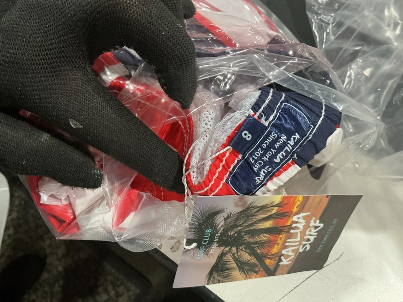 Condition photo showing New/Like New for KAILUA SURF 2 Pack Boys Swim Trunks, High-Visibility Safety Colors and American Flag, Quick Dry Kids Shorts, Sizes 2T-16 8 Years Red and American Flag