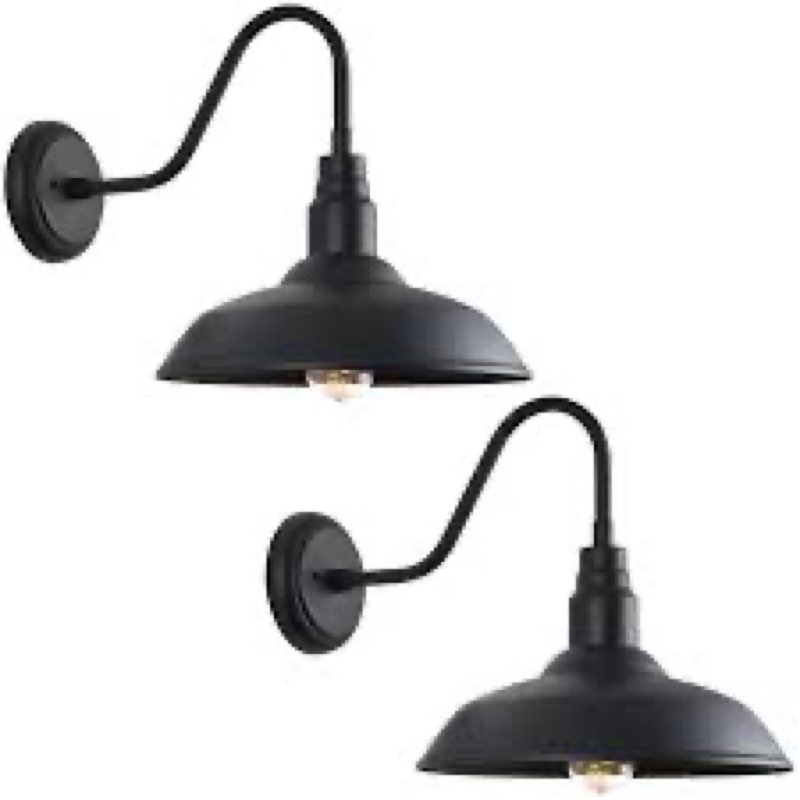 GOALPLUS 14in Outdoor Gooseneck Light Fixture for Porch, Large Exterior Barn Light with Wall Mount, 