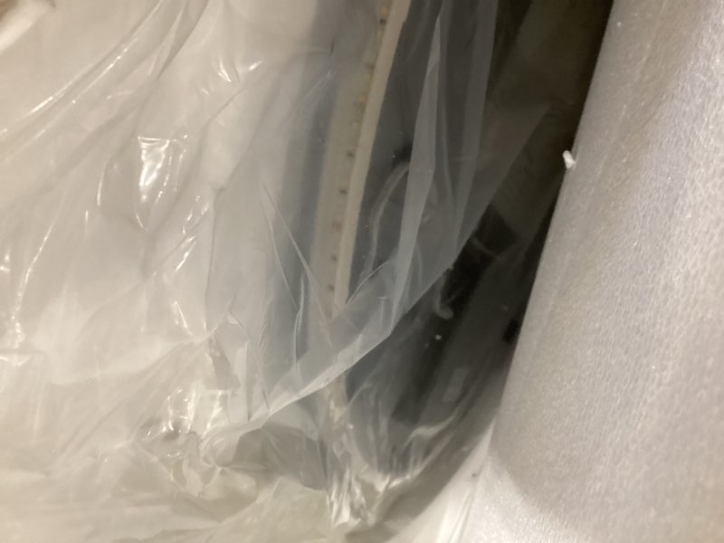 Condition photo showing As Is for S'bagno 32" Round Gold LED Mirror for Bathroom With Frontlit & Backlit, Metal Frame, Anti-Fog, Stepless Dimmable, 3 Colors Temperature Vanity Mirror Gold-round 32"L x 32"W